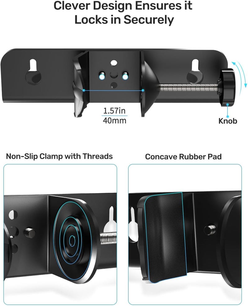 Etour Multi Microphone Holder with Clamp (Aluminum/Rubber), Mount on Mic Stand & Desk Edge & Wall, Hold Up to 2 Wired/Wireless Handheld Mics, Ideal for Church, Street Performance, Home Studio, Karaoke - Image 5